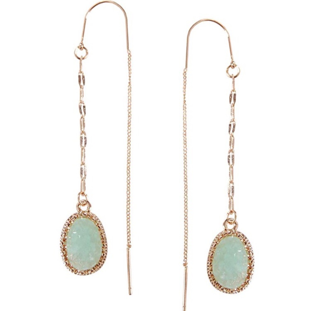 Chain Bar Threaders - Gold-Tone Drop Earrings - Picture 2 of 8